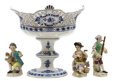 Lot 69 - A group of three Meissen porcelain figures