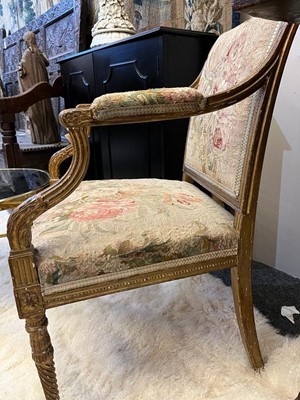 Lot 160 - A Louis XVI giltwood fauteuil