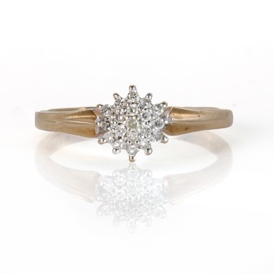 Lot 64 - A 9ct gold diamond flowerhead cluster ring