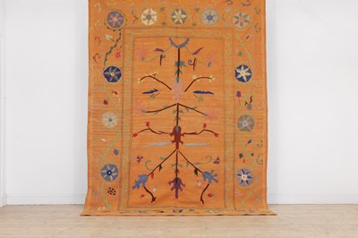 Lot 57 - A suzani-inspired flat-weave rug