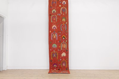 Lot 44 - A suzani-inspired flat-weave runner