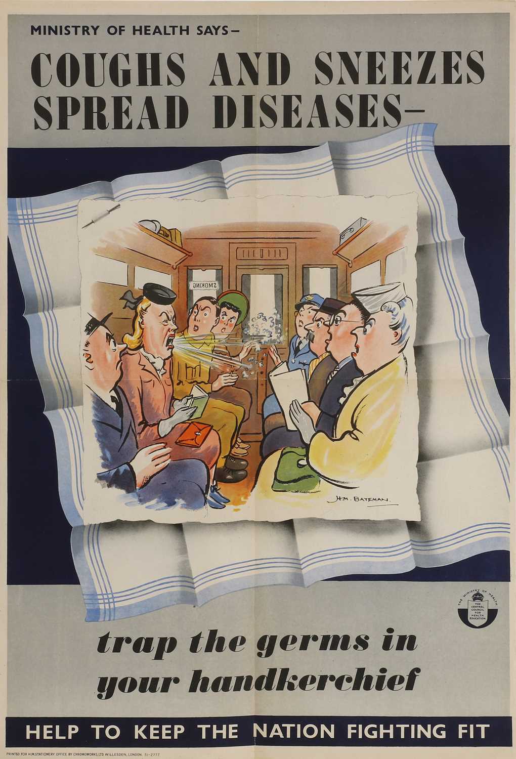 Lot 186 - A Second World War 'Coughs and Sneezes Spread Diseases' poster