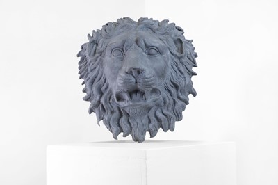 Lot 416 - A cast lead lion wall mask