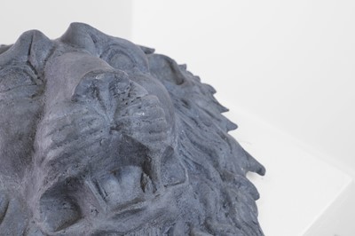 Lot 416 - A cast lead lion wall mask