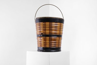 Lot 193 - A fruitwood and ebonised peat bucket