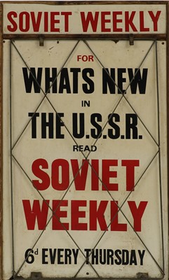 Lot 280 - A London 'Soviet Weekly' magazine advertising sign
