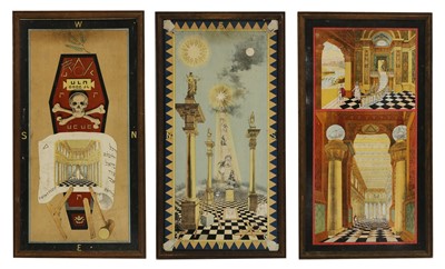 Lot 35 - A set of three Masonic tracing boards