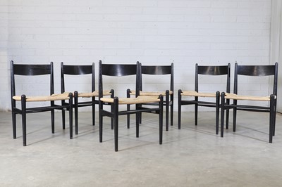 Lot 221 - A set of six Danish 'CH36' ebonised oak dining chairs