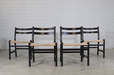 Lot 377 - A set of four Danish 'CH47' ebonised oak chairs