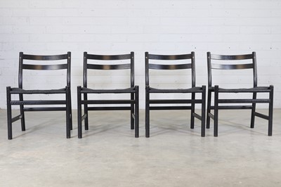 Lot 220 - A set of four Danish 'CH47' ebonised oak chairs