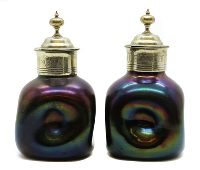 Lot 107 - A pair of Thomas Webb 'Bronze Ware' decanters