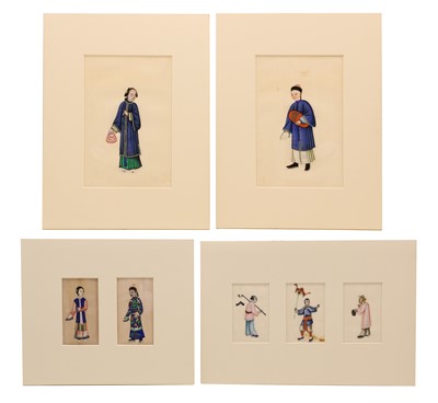 Lot 173 - A collection of seven Chinese pith paper paintings