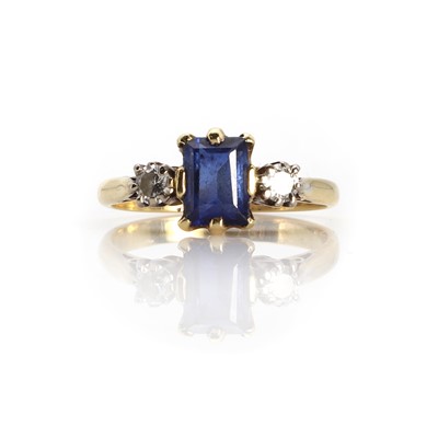 Lot 1167 - A gold sapphire and diamond ring