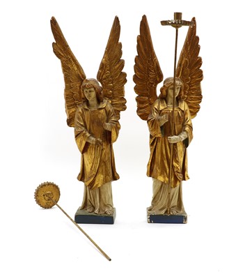Lot 205A - A pair of carved polychrome angels