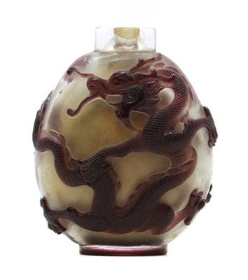 Lot 125 - A Chinese glass cased and cut scent bottle