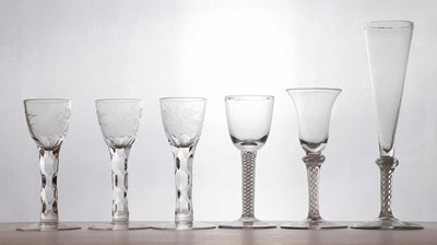 Lot 115A - A set of three 18th century style facet cut wine glasses