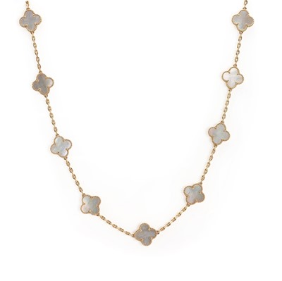 Lot 1225 - A gold and mother of pearl Van Cleef & Arpels 'Alhambra' necklace