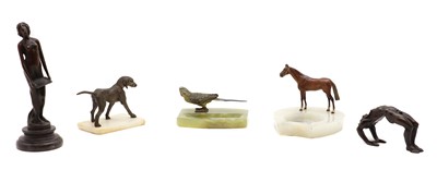 Lot 336 - A collection of bronze and metal figures