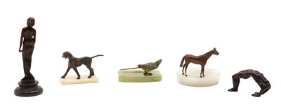 Lot 336 - A collection of bronze and metal figures