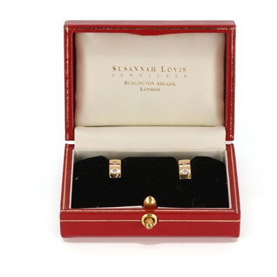Lot 58 - A pair of 18ct gold diamond cuff earrings, retailed by Susanna Lovis