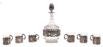 Lot 7 - A glass and silver mounted decanter