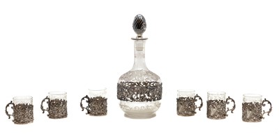 Lot 7 - A glass and silver mounted decanter