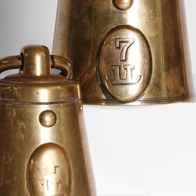 Lot 47 - Two brass inkwells