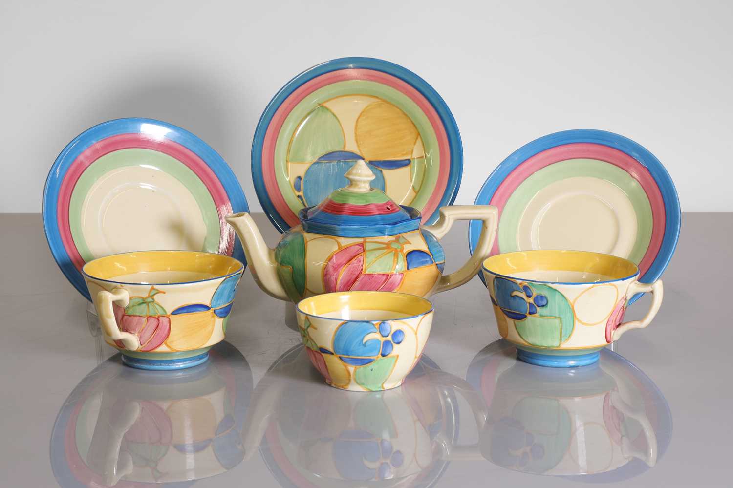 Lot 128 - A Clarice Cliff Athens shape part tea service