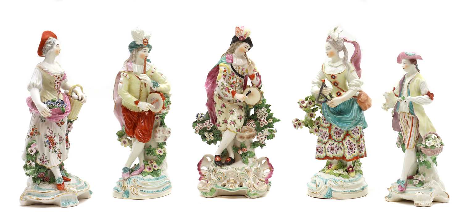 Lot 233 - A group of five Derby porcelain figures