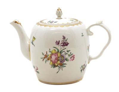 Lot 239 - A Bristol porcelain teapot