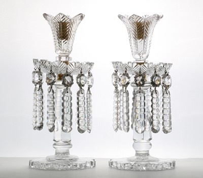 Lot 261 - A pair of Regency cut glass table lustres