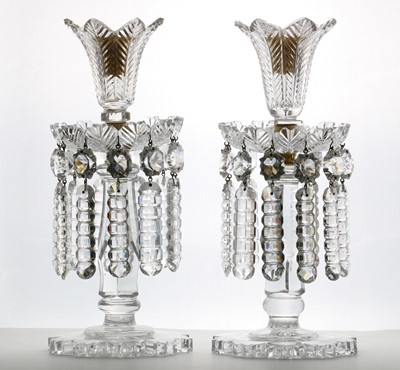 Lot 261 - A pair of Regency cut glass table lustres