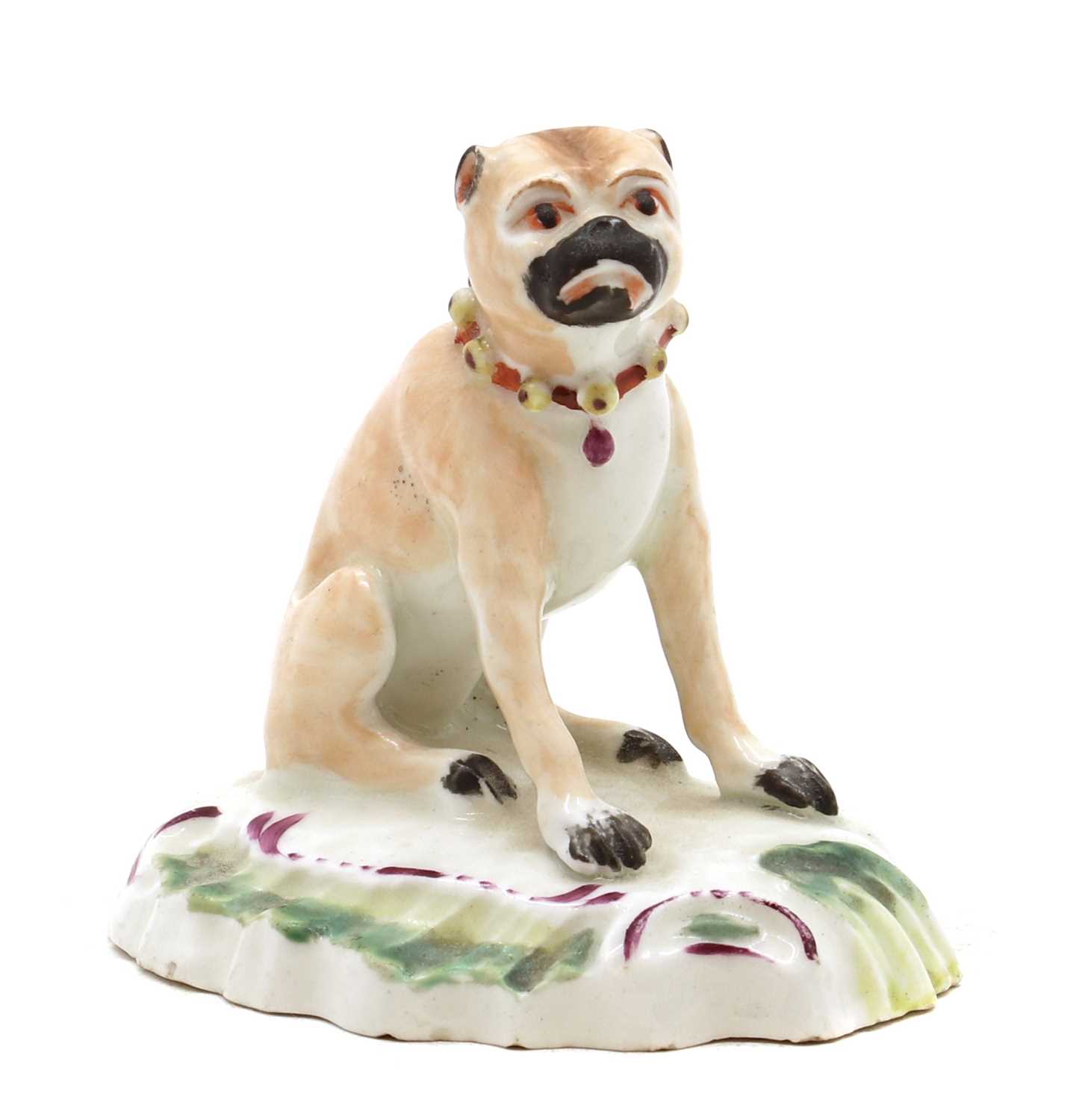 Lot 218 - A Derby porcelain pug