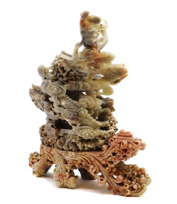 Lot 153 - A large Chinese soapstone carving