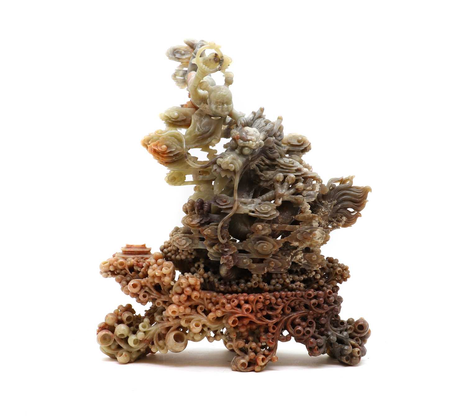 Lot 153 - A large Chinese soapstone carving