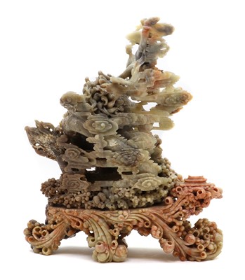 Lot 153 - A large Chinese soapstone carving