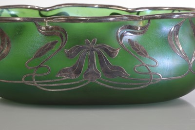 Lot 115 - A Loetz-style overlaid silver glass planter