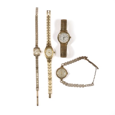 Lot 313 - Two ladies' 9ct gold wristwatches and bracelets