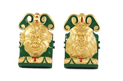 Lot 3 - A pair of relief-carved grotesque fairground carousel panels by C J Spooner