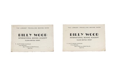 Lot 47 - Two fairground trade cards for 'The Billy Wood International Boxing Academy'