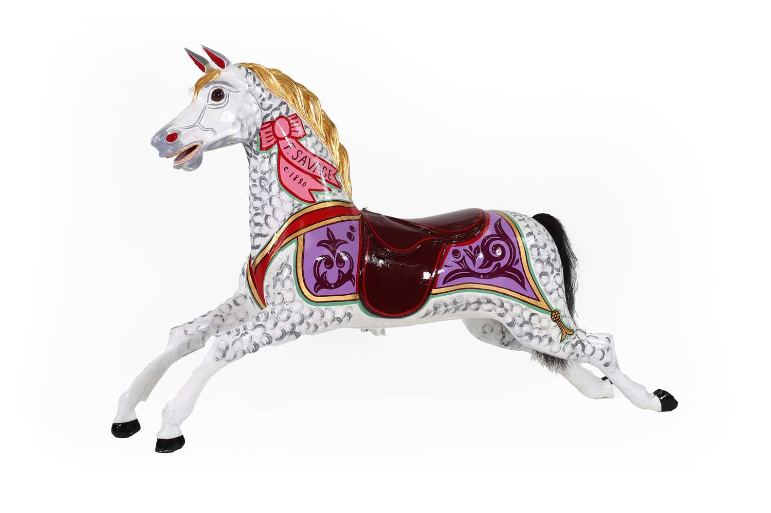 Lot 21 - A rare fairground carousel mount galloper horse by F Savage & Co.
