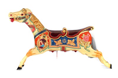 Lot 18 - A large double-seated fairground carousel galloper horse by F Savage & Co.