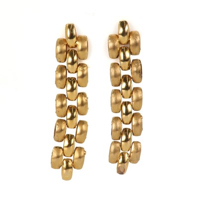 Lot 77 - A pair of gold gate link drop earrings