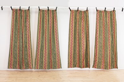 Lot 420 - Two pairs of striped silk curtains