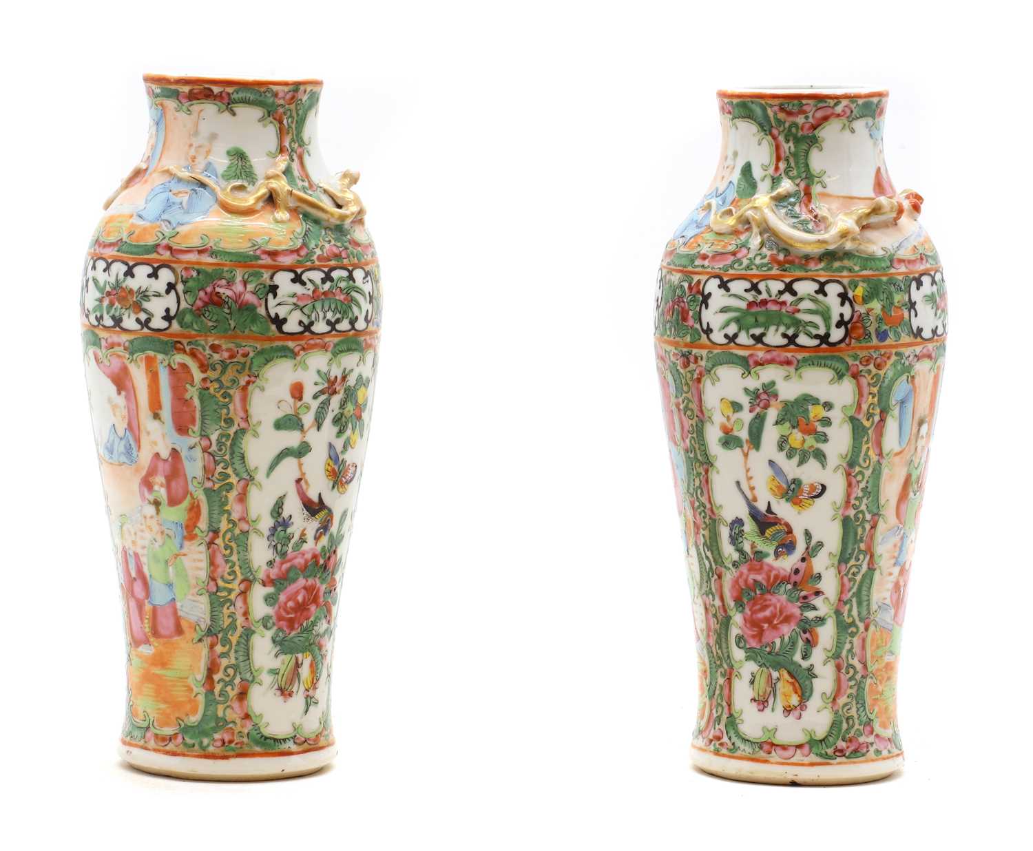 Lot 121 - A pair of export famille rose porcelain vases