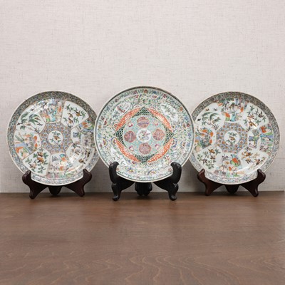 Lot 274 - Three Chinese famille rose plates