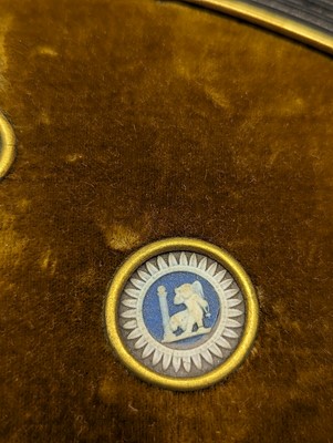 Lot 244 - A framed porcelain roundel display