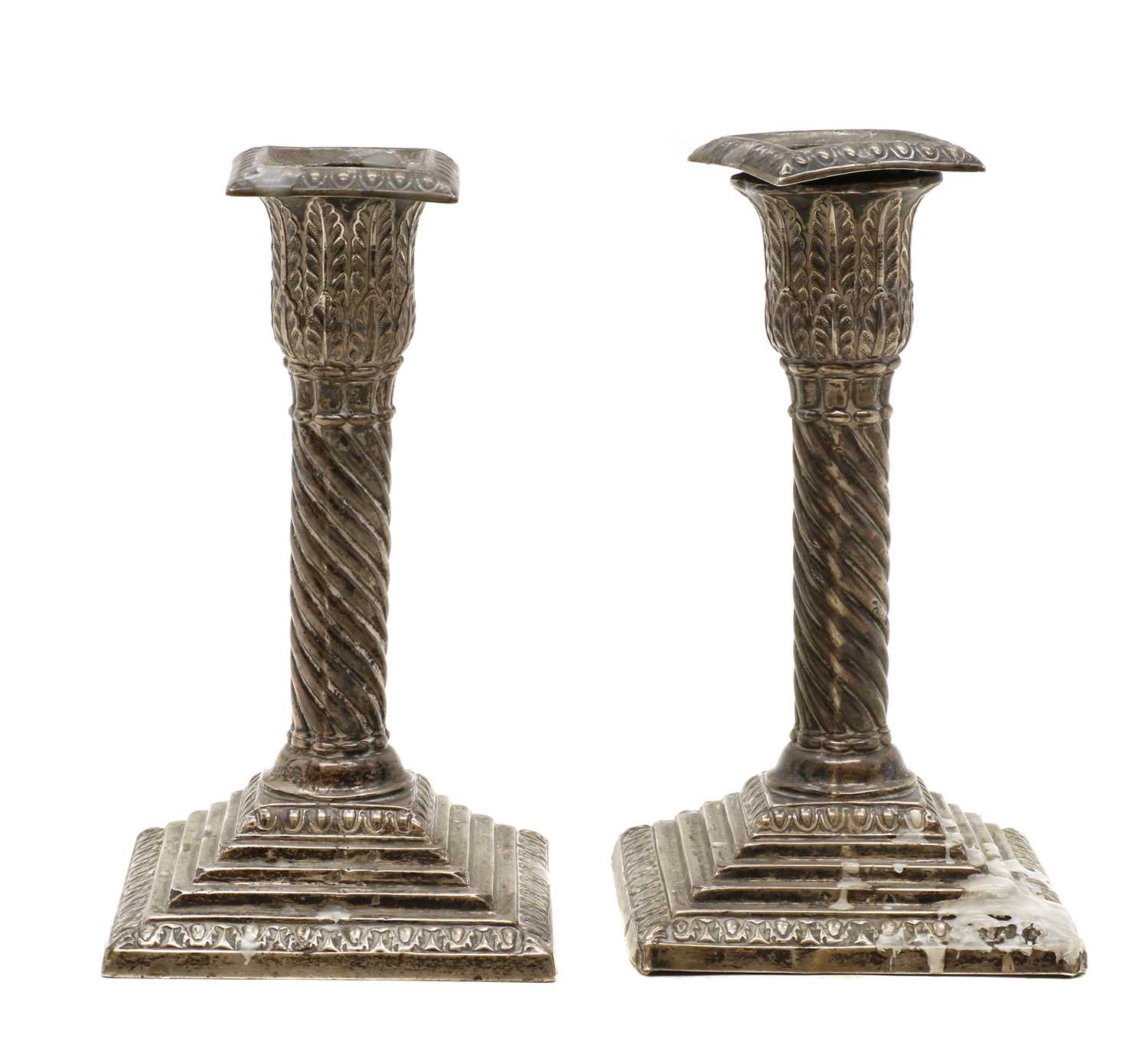 Lot 15 - A pair of  Victorian silver candlesticks