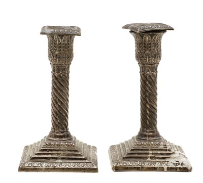 Lot 15 - A pair of  Victorian silver candlesticks