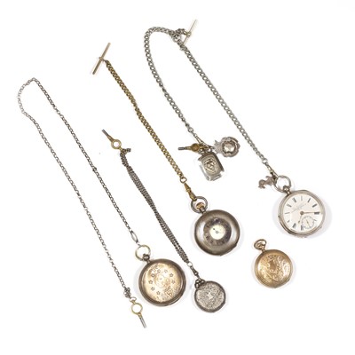 Lot 316 - A collection of silver and rolled gold pocket watches